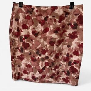 Ann Taylor Pencil Skirt Watercolor Pattern Pink/Red/Brown Size 4p career wear